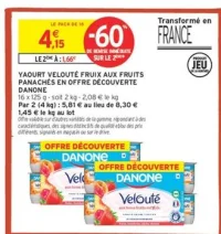 YAOURT VELOUTÉ FRUIX AUX FRUITS PANACHÉS EN OFFRE DÉCOUVERTE DANONE