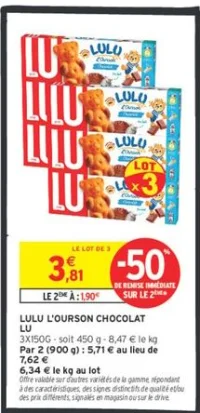 LULU L'OURSON CHOCOLAT LU
