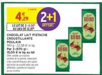 CHOCOLAT LAIT PISTACHE CROUSTILLANTE POULAIN