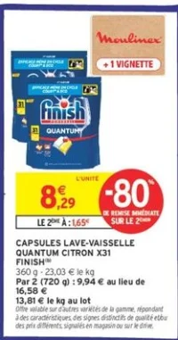 Finish Capsules lave-vaisselle quantum citron x31