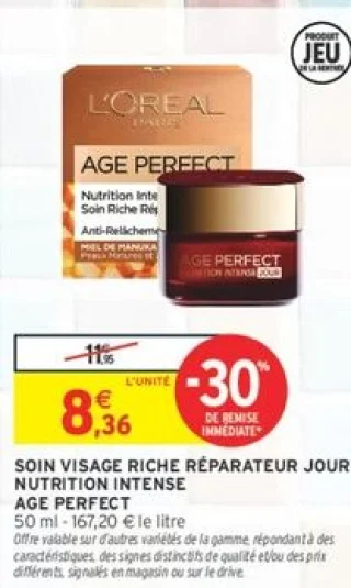 Soin Visage Riche Réparateur Jour Nutrition Intense Age Perfect