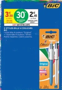 2 Stylos-Bille 4 Couleurs BIC