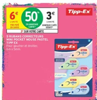 5 rubans correcteurs mini pocket mouse pastel Tipp-Ex