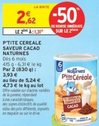 P'tite céréale saveur cacao Naturnes dès 6 mois