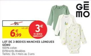 Lot de 3 bodies manches longues GÉMO