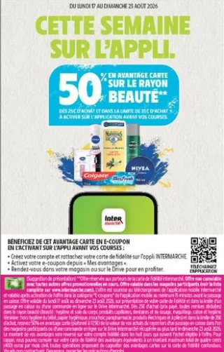 Avantage carte de 50% sur le rayon beauté (Colgate, Monsavon, Nivea, etc.)