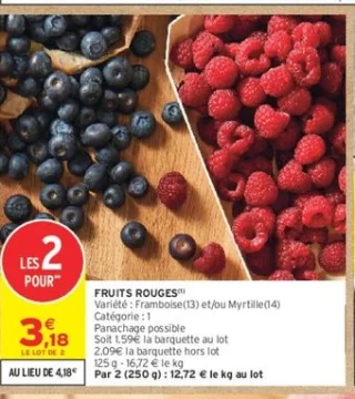 Fruits rouges Framboise et/ou Myrtille