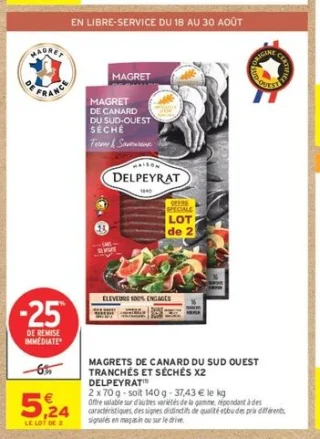Magrets de Canard du Sud Ouest Tranchés et Séchés X2 Delpeyrat