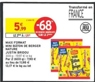 MAXI FORMAT MINI BÂTON DE BERGER NATURE JUSTIN BRIDOU
