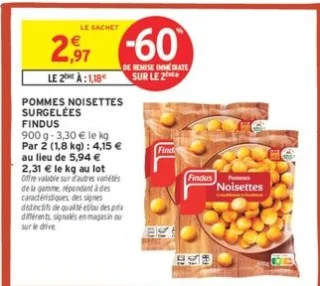 POMMES NOISETTES SURGELÉES FINDUS