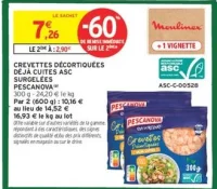 CREVETTES DÉCORTIQUÉES DÉJÀ CUITES ASC SURGELÉES PESCANOVA