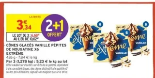 CÔNES GLACÉS VANILLE PÉPITES DE NOUGATINE X6 EXTRÊME