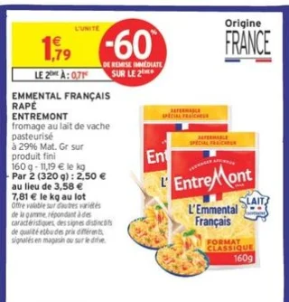 EMMENTAL FRANÇAIS RAPÉ ENTREMONT