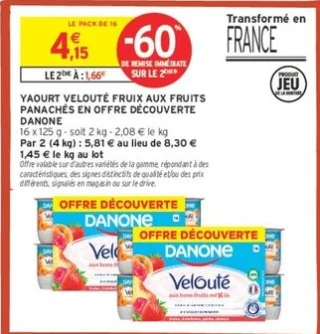YAOURT VELOUTÉ FRUIX AUX FRUITS PANACHÉS EN OFFRE DÉCOUVERTE DANONE