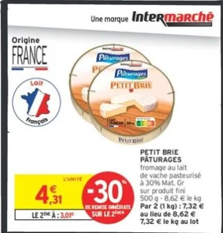PETIT BRIE PÂTURAGES fromage au lait de vache pasteurisé