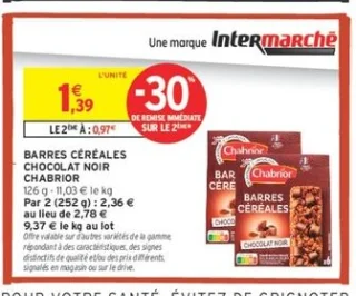 Barres Céréales Chocolat Noir Chabrior