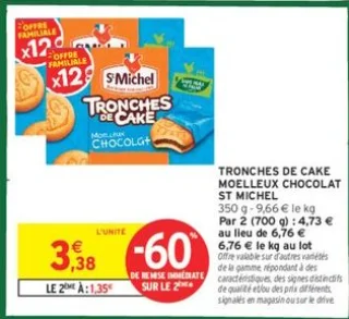 TRONCHES DE CAKE MOELLEUX CHOCOLAT ST MICHEL