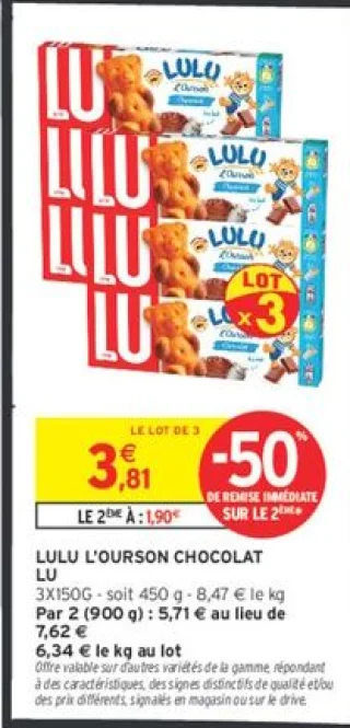 LULU L'OURSON CHOCOLAT LU