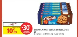 GRANOLA MAXI COOKIE CHOCOLAT X6 LU