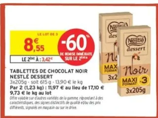 TABLETTES DE CHOCOLAT NOIR NESTLÉ DESSERT