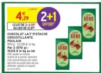 CHOCOLAT LAIT PISTACHE CROUSTILLANTE POULAIN
