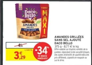 AMANDES GRILLÉES SANS SEL AJOUTÉ DACO BELLO