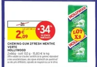 CHEWING-GUM 2FRESH MENTHE VERTE HOLLYWOOD