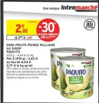 Demi-fruits poires williams au sirop Paquito