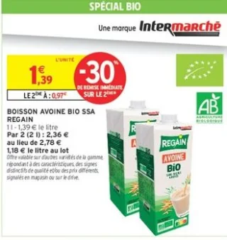 Boisson avoine bio SSA Regain