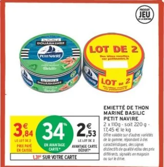 Emietté de thon mariné basilic Petit Navire