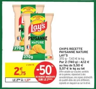 CHIPS RECETTE PAYSANNE NATURE LAY'S