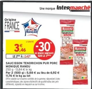 Saucisson Tendrichon Pur Porc Monique Ranou