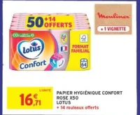 Papier Hygiénique Confort Rose x50 Lotus