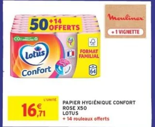 Papier Hygiénique Confort Rose x50 Lotus