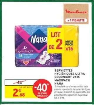 Serviettes Hygiéniques Ultra Goodnight 2x16 Maxipack Nana