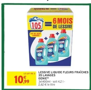 Genie Lessive liquide fleurs fraîches 35 lavages