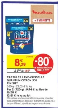 Finish Capsules lave-vaisselle quantum citron x31