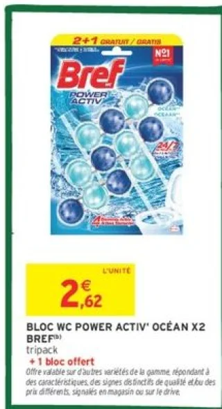Bref Bloc wc power activ' océan x2 + 1 bloc offert