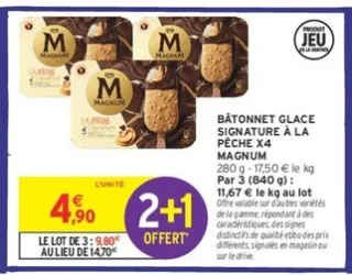 Bâtonnet glace signature à la pêche x4 Magnum