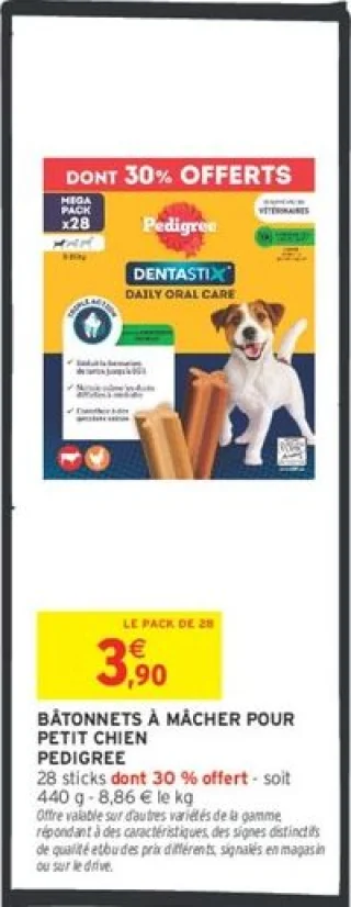 Bâtonnets à mâcher pour petit chien Pedigree Dentastix