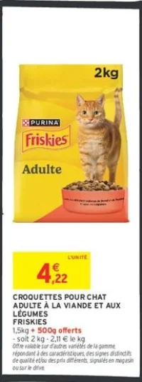 Croquettes pour chat adulte à la viande et aux légumes Friskies