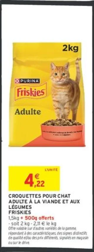 Croquettes pour chat adulte à la viande et aux légumes Friskies