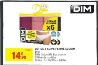 LOT DE 6 SLIPS FEMME ECODIM DIM