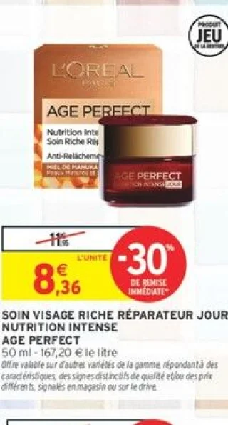 SOIN VISAGE RICHE RÉPARATEUR JOUR NUTRITION INTENSE AGE PERFECT L'ORÉAL PARIS