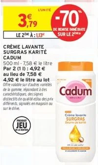 CRÈME LAVANTE SURGRAS KARITÉ CADUM
