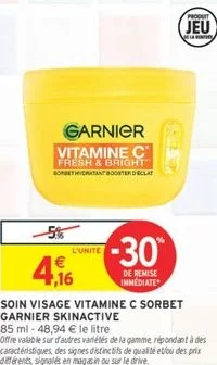 SOIN VISAGE VITAMINE C SORBET GARNIER SKINACTIVE