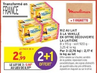 RIZ AU LAIT A LA VANILLE EN OFFRE DECOUVERTE LA LAITIERE