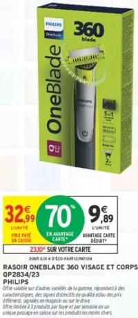 RASOIR ONEBLADE 360 VISAGE ET CORPS QP2834/23 PHILIPS