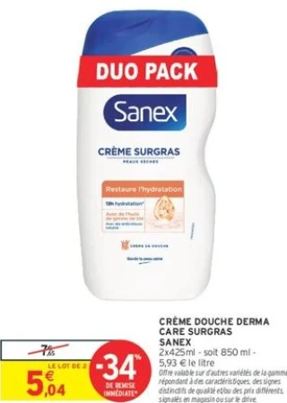 Crème Douche Derma Care Surgras Sanex