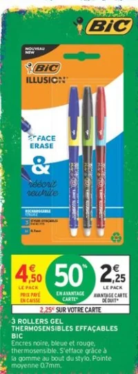 3 Rollers Gel Thermosensibles Effaçables BIC